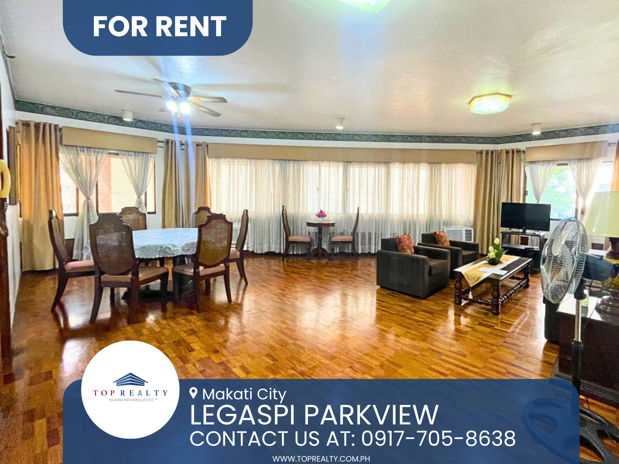 For Rent: Fully furnished 3 Bedroom 3BR Makati Legaspi Parkview